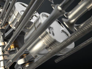 v8 engine working animated 3D Model