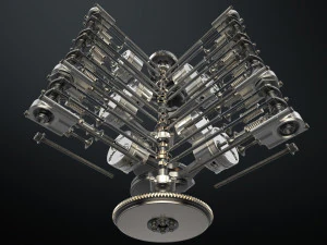 v8 engine working animated 3D Model