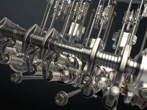 v8 engine working animated 3D Model