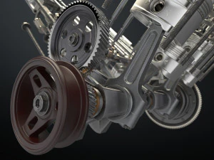 v8 engine working animated 3D Model
