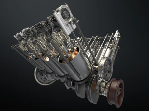 v8 engine working animated 3D Model