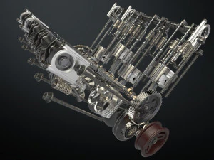 v8 engine working animated 3D Model