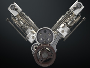 v8 engine working animated 3Dモデル
