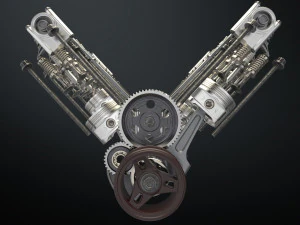 v8 engine working animated 3D Model