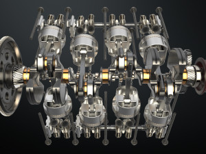 v8 engine working animated 3Dモデル