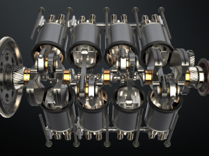 v8 engine working animated 3Dモデル