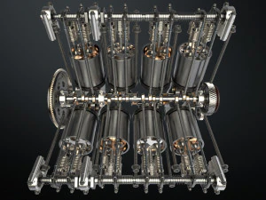 v8 engine working animated 3D Model