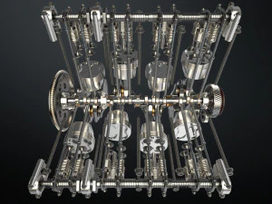 v8 engine working animated 3D Model