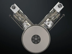 v8 engine working animated 3D Model
