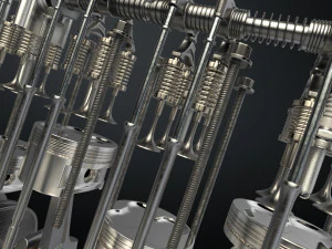 v8 engine working animated 3D Model