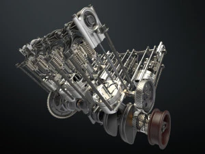 v8 engine working animated 3D Model