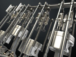 v8 engine working animated 3D Model