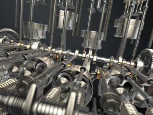 v8 engine working animated 3D Model