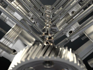 v8 engine working animated 3D Model