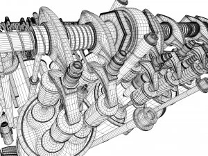 v8 engine working animated 3D Model