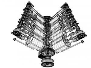 v8 engine working animated 3D Model