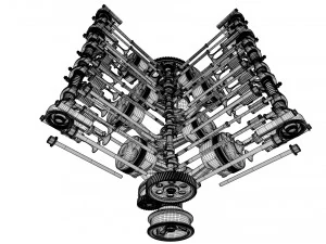 v8 engine working animated 3D Model