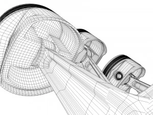 v8 engine working animated 3D Model