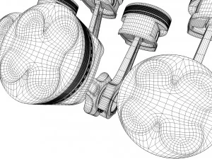 v8 engine working animated 3D Model
