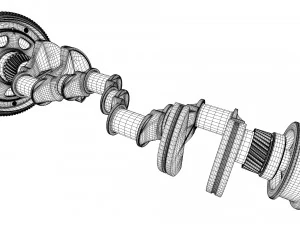 v8 engine working animated 3D Model
