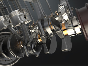 V6 engine working animated 3D मॉडल