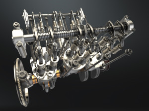 V6 engine working animated 3D मॉडल