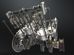 V6 engine working animated 3D मॉडल