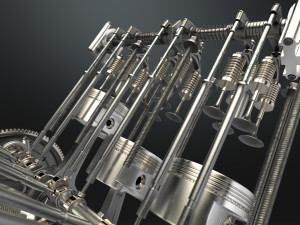 V6 engine working animated 3D मॉडल