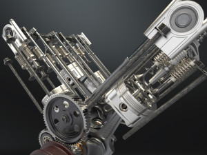 V6 engine working animated 3D मॉडल