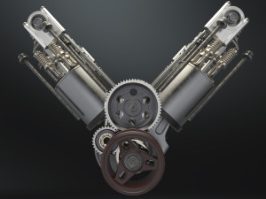 V6 engine working animated 3D मॉडल