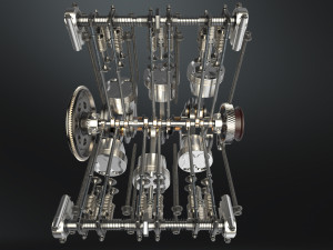 V6 engine working animated 3D मॉडल