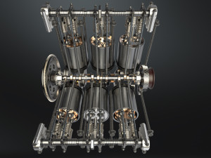 V6 engine working animated 3D मॉडल