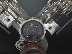 V6 engine working animated 3D मॉडल