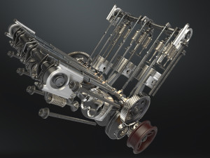 V6 engine working animated 3D मॉडल