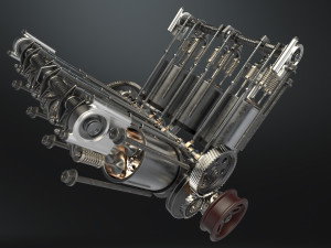 V6 engine working animated 3D मॉडल