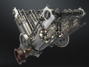 V6 engine working animated 3D मॉडल