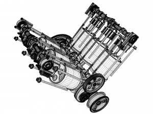 V6 engine working animated 3D मॉडल