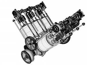 V6 engine working animated 3D मॉडल