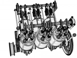 V6 engine working animated 3D मॉडल