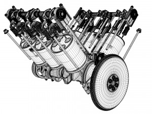 V6 engine working animated 3D मॉडल