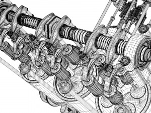 V6 engine working animated 3D मॉडल