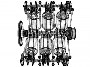 V6 engine working animated 3D मॉडल
