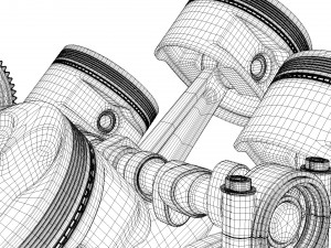 V6 engine working animated 3D मॉडल