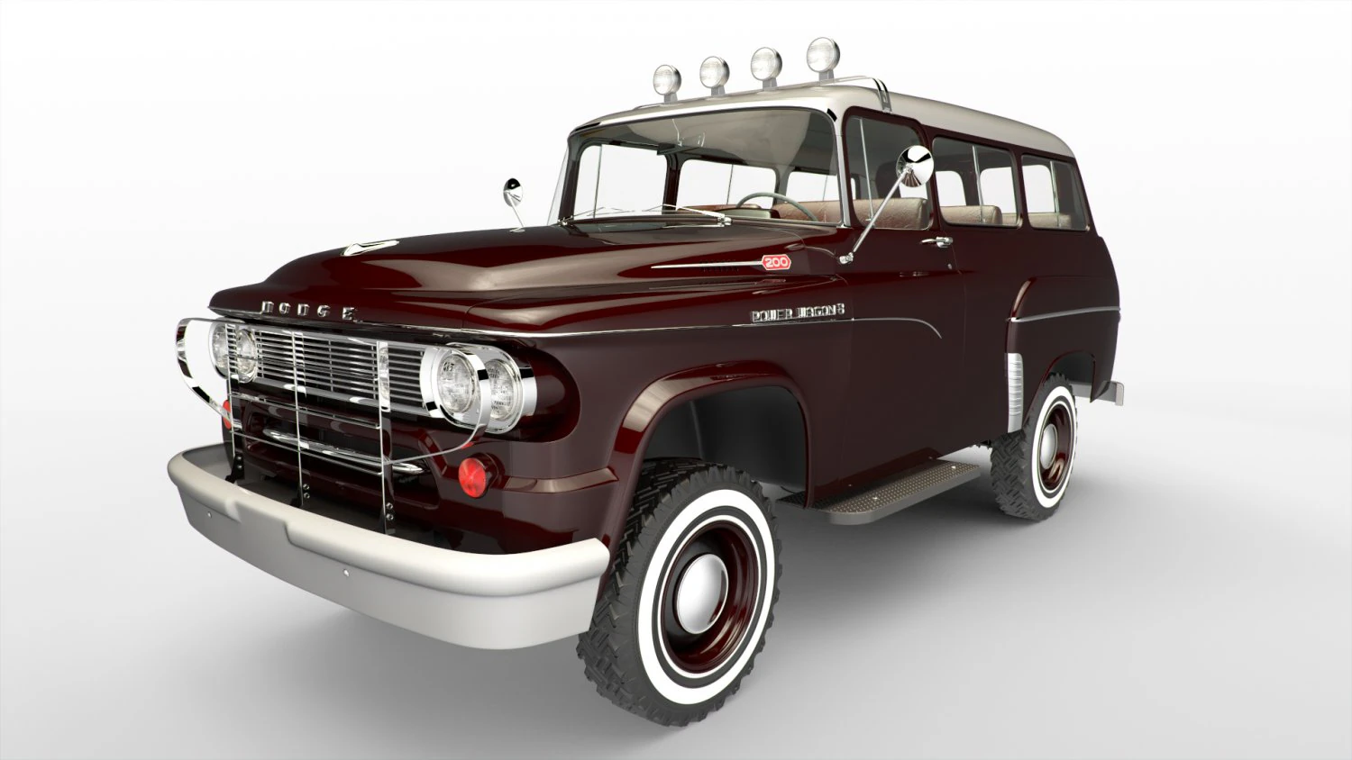 dodge town wagon 4x4 3D Model .c4d .max .obj .3ds .fbx .stl .blend 