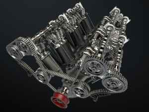 W12 Engine Working Animated 3Dモデル