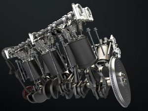 W12 Engine Working Animated 3Dモデル