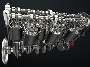 W12 Engine Working Animated 3Dモデル