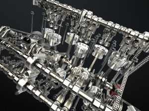 W12 Engine Working Animated 3Dモデル