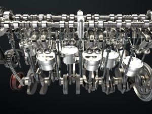 W12 Engine Working Animated 3Dモデル