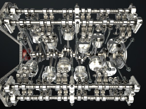 W12 Engine Working Animated 3Dモデル